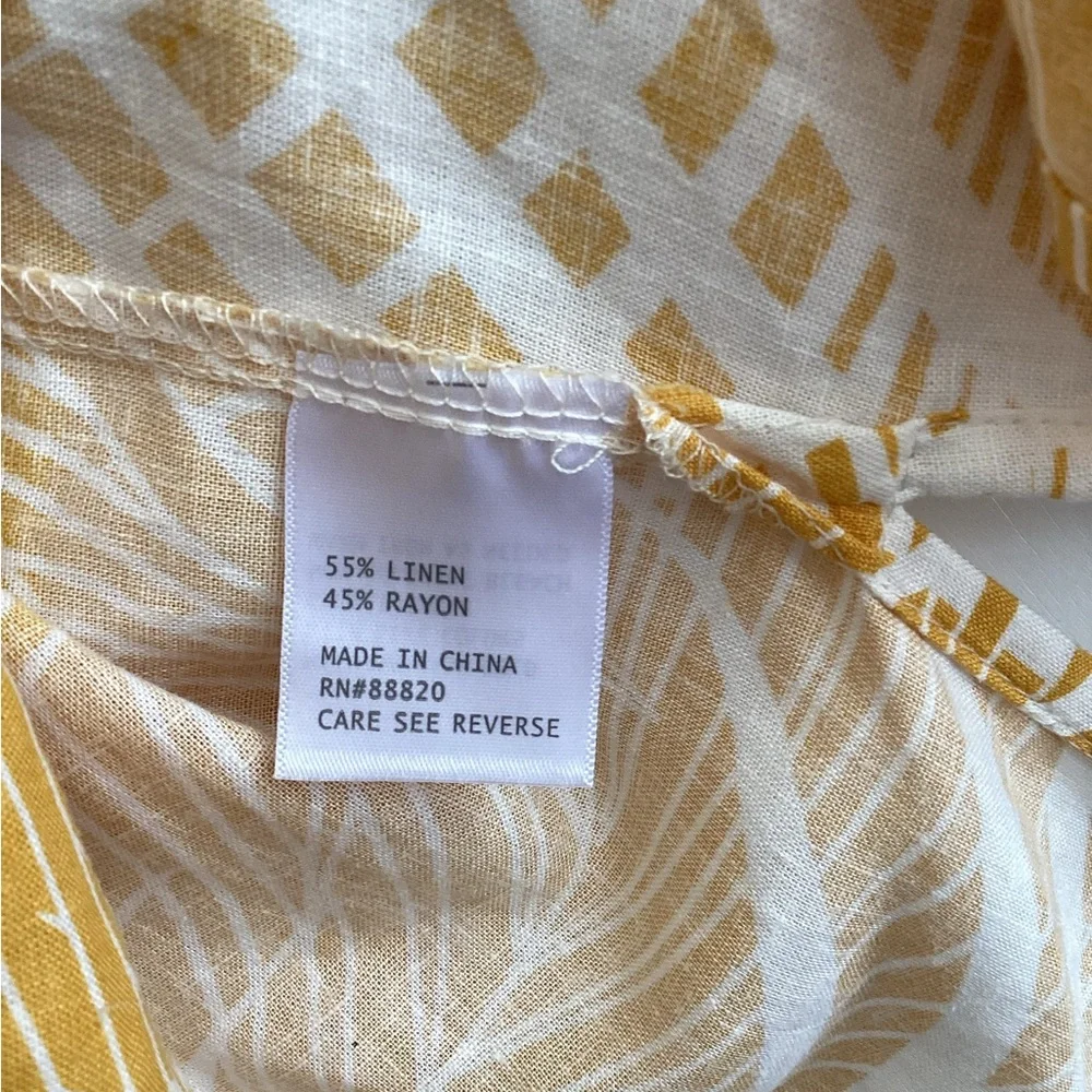 NWT Panama Jack woman's size XL yellow/white linen blend tropical Summer blouse - Picture 5 of 5